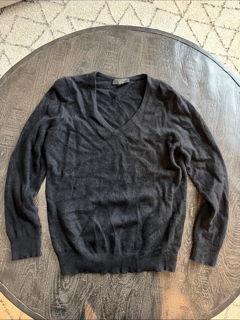 Charter Club Black V-Neck Cashmere Blend Sweater